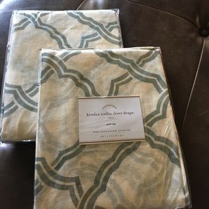2 Pottery Barn NWT pole top sheer drapes